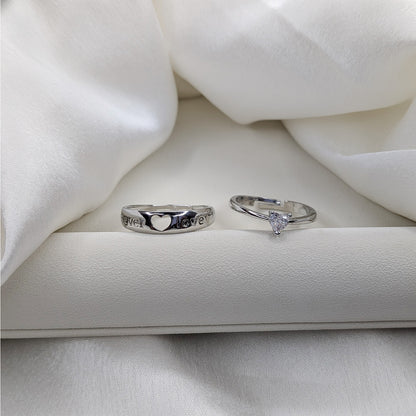 Elegant Forever Love Heart Design Couple Ring Set
