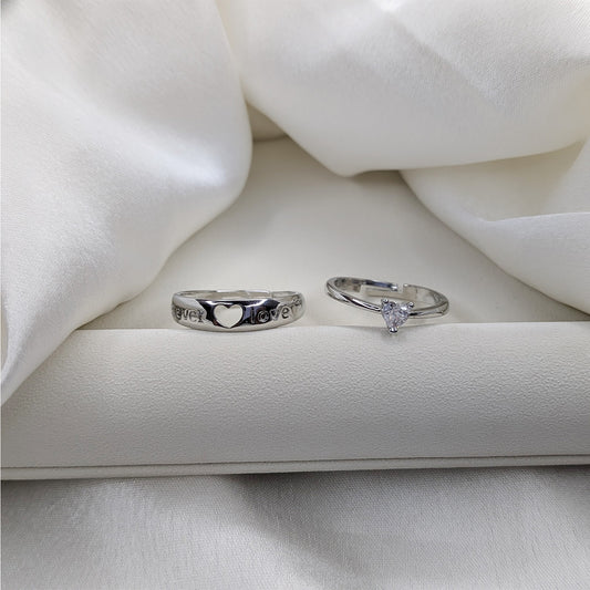 Elegant Forever Love Heart Design Couple Ring Set