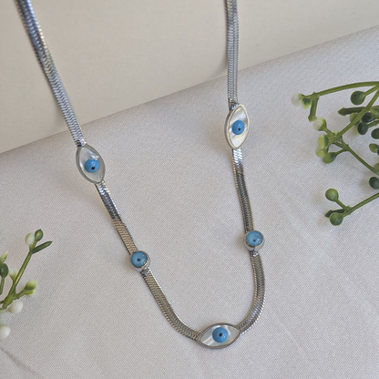 Silver Plated Blue Evil Eye Protection Pendant For Girls & Women