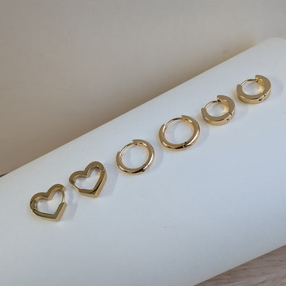 Golden Heart Trio Of Earrings For Girls & Women