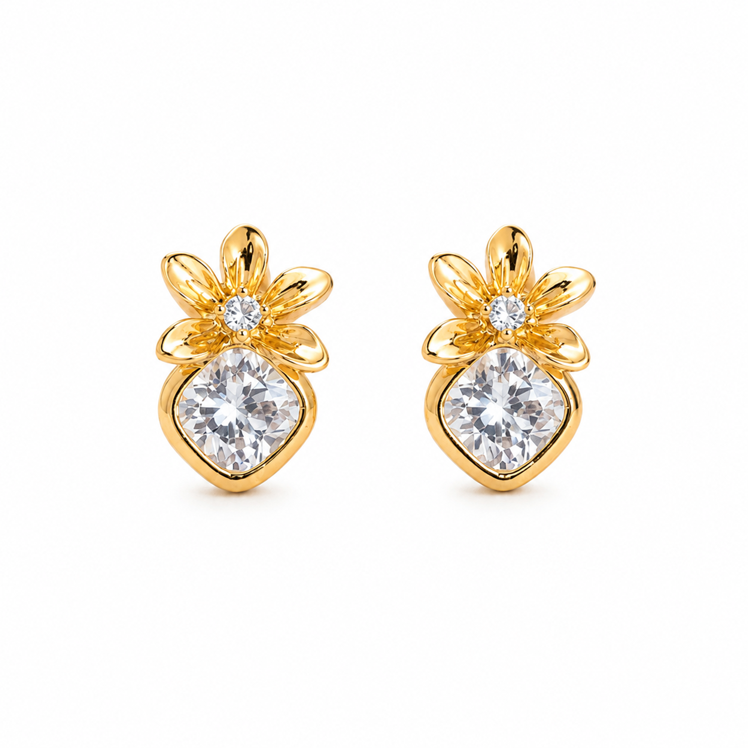 Women’s AD Stone Floral Dangle Drop Earrings for Women & Girls