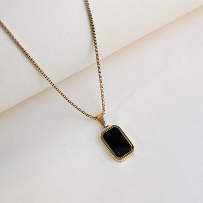 Reversible Gold Plated Dual Sided Black & White Enamel Pendant Necklace For Girls & Women