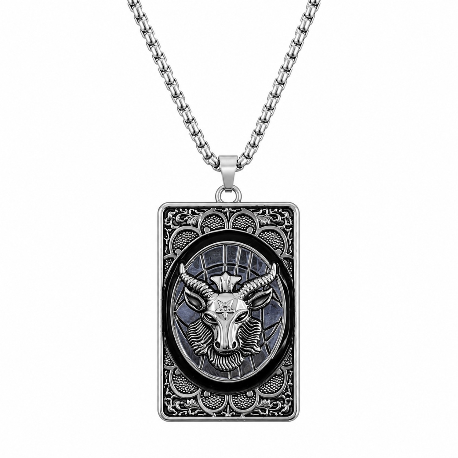 Gothic Baphomet Ram Skull Pendant for Men & Boys