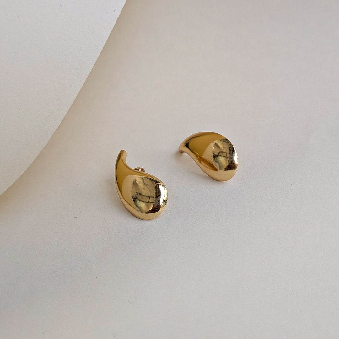 Golden Dewdrop Stud Earrings For Girls & Women (Anti-Tarnish)