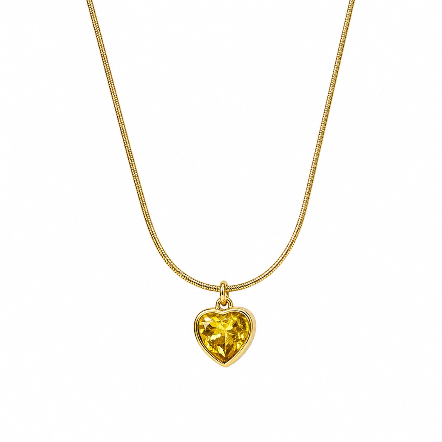 Gold Tone Citrine Heart Pendant For Girls & Women's