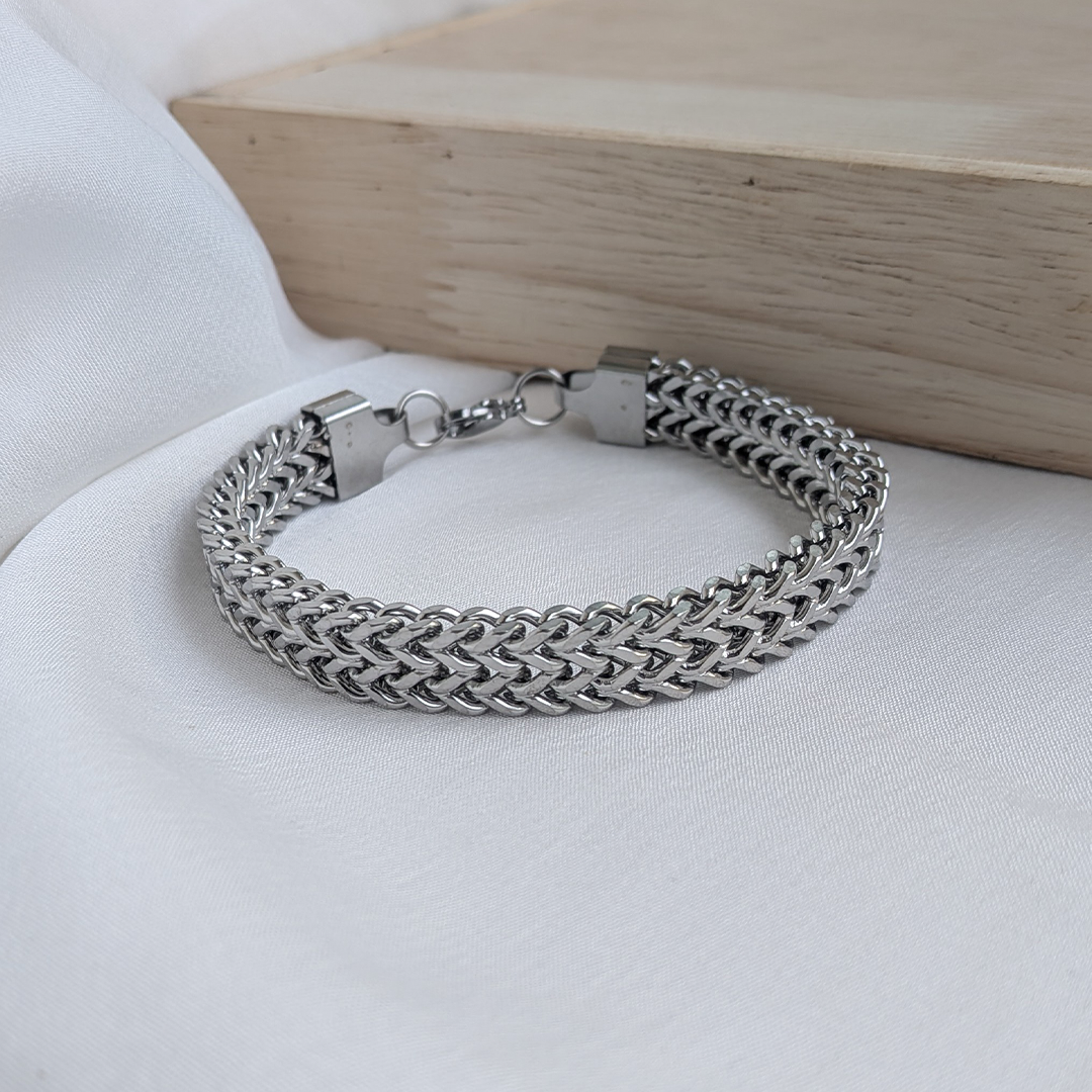 Classic Stainless Steel Woven Chain Bracelet For Men