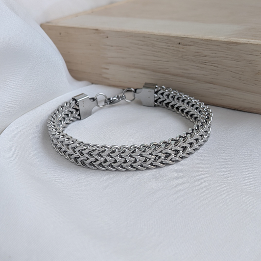 Classic Stainless Steel Woven Chain Bracelet For Men