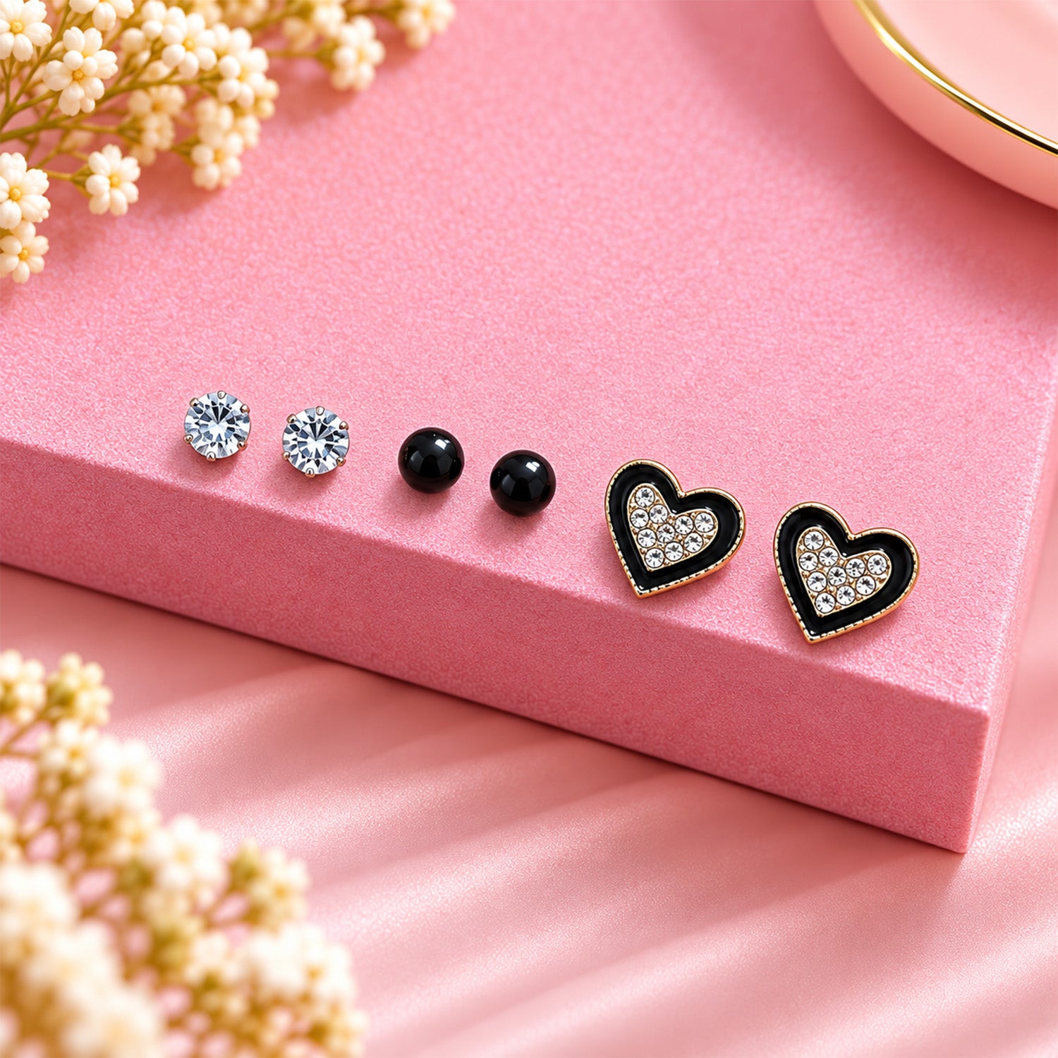 Sparkling Crystal Heart Stud Earrings for Girls & Women