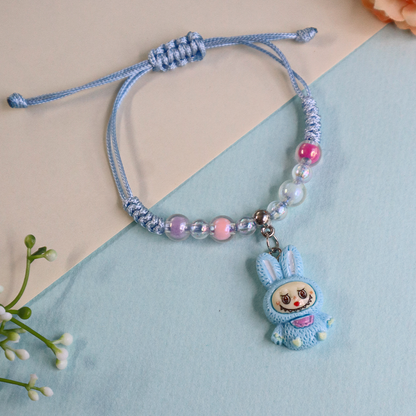 Labubu Bunny Kids Beaded Bracelet with Adjustable Strap