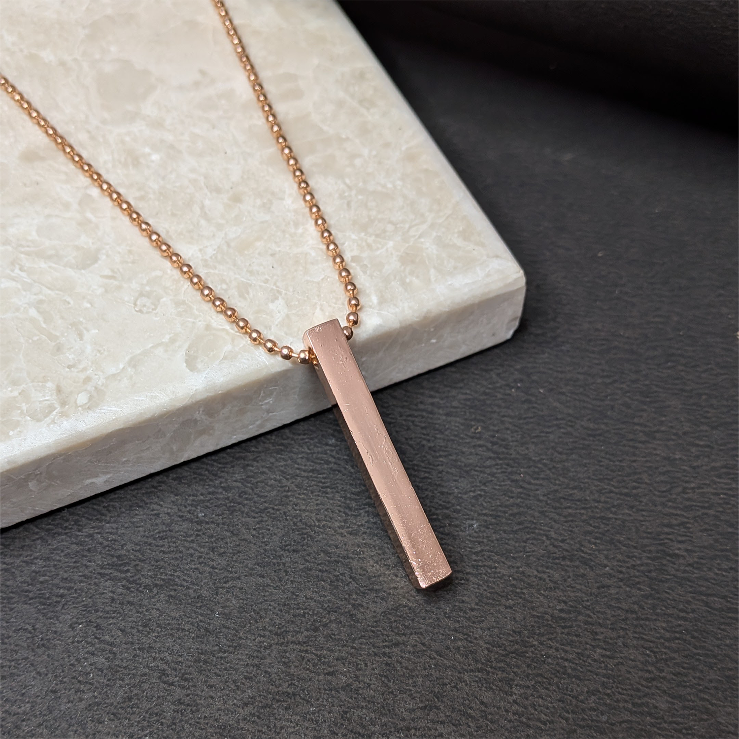 Sleek Vertical Bar 3D Cuboid Design Pendant for Men & Boys