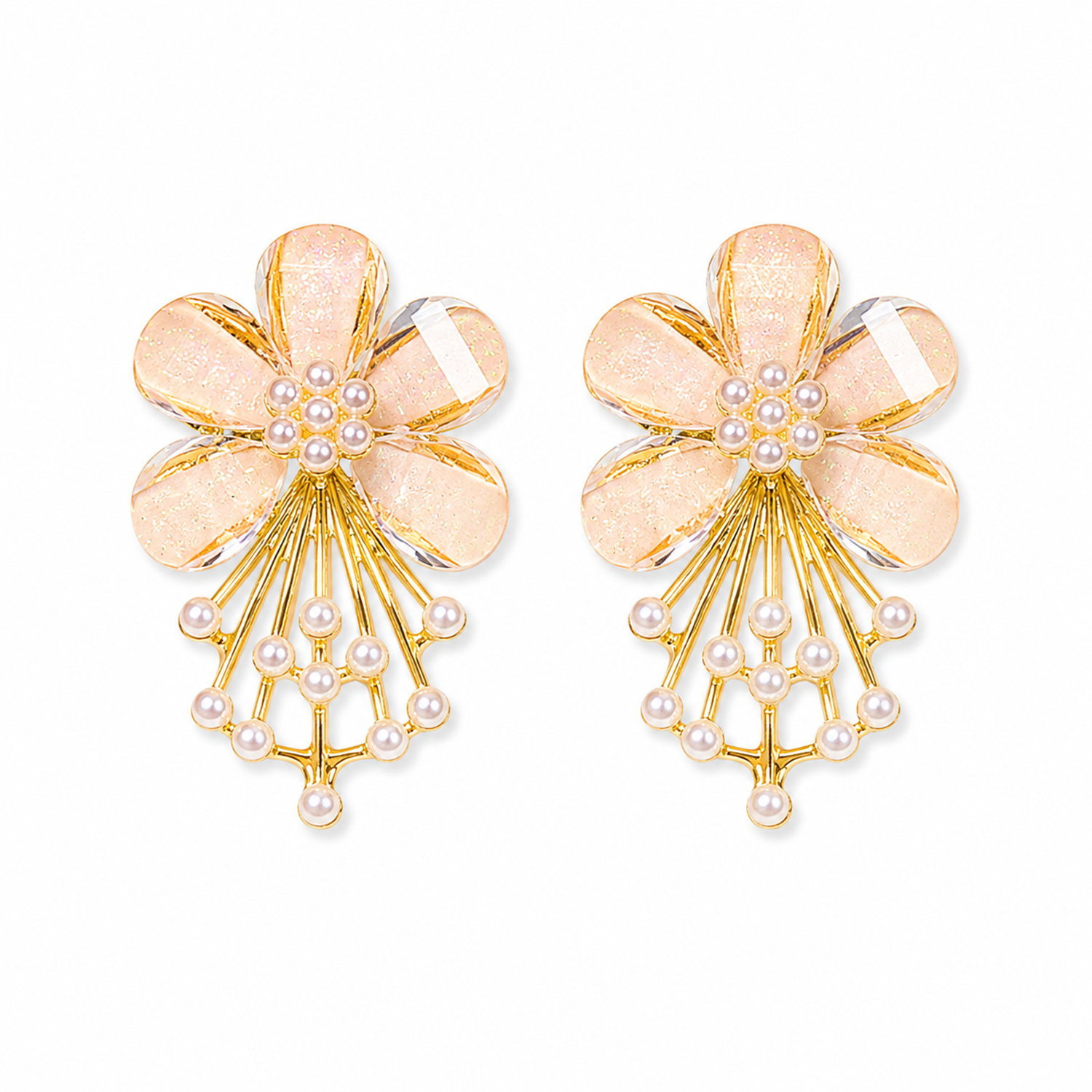 Flower Pearl Drop Earrings for Girls & Women