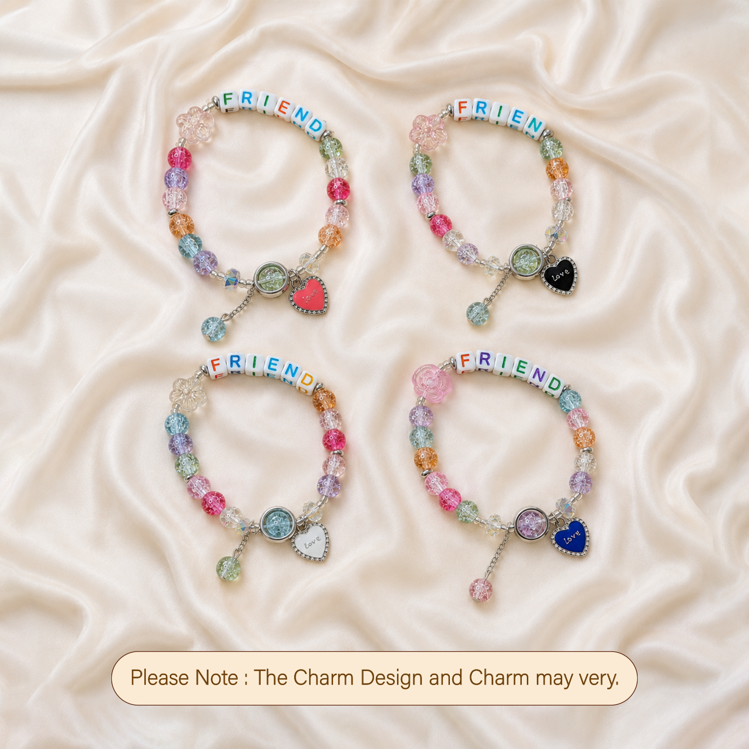 Colorful Heart Charm Friendship Day Bracelets for Kids, Boys & Girls
