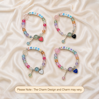 Colorful Heart Charm Friendship Day Bracelets for Kids, Boys & Girls