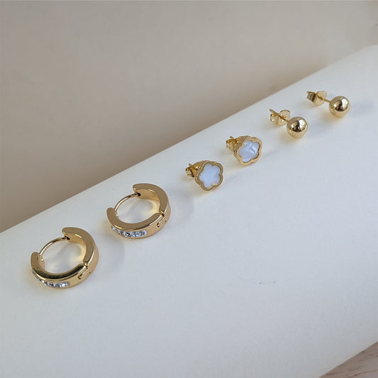 Golden Bloom Trio Set Of Earrings For Girls & Women