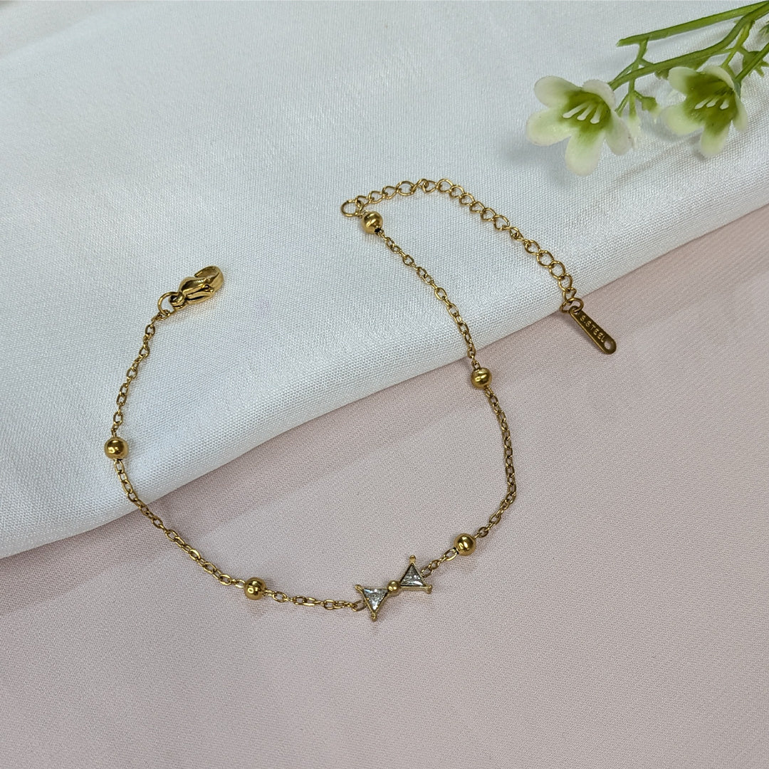 Gold Plated Cute & Trendy Bow Tie Charm Bracelet For Girls & Women (Anti-Tarnish)