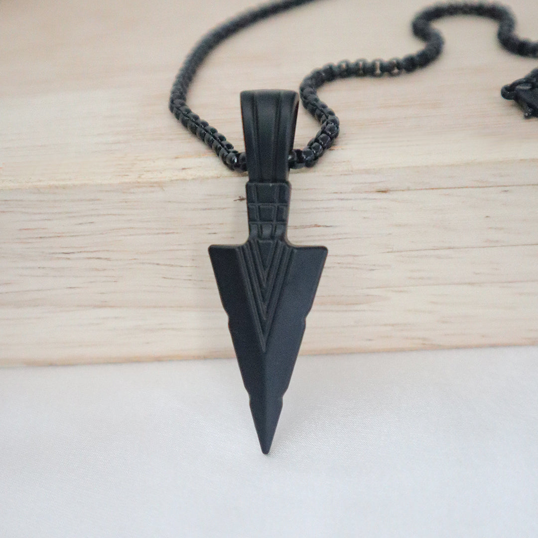 Black Arrowhead Warrior Pendant for Men