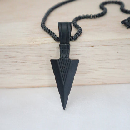 Black Arrowhead Warrior Pendant for Men