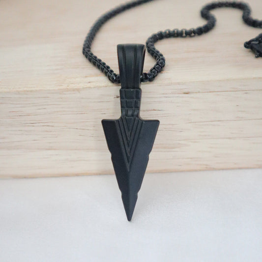 Black Arrowhead Warrior Pendant for Men