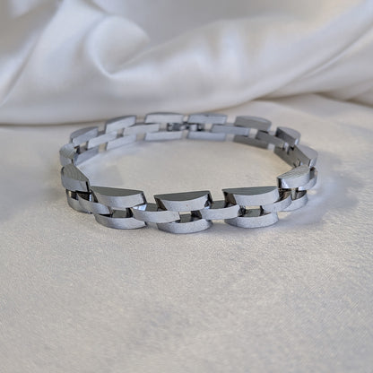 Vintage Silver Stainless Steel Chain Bracelet With Clasp For Men