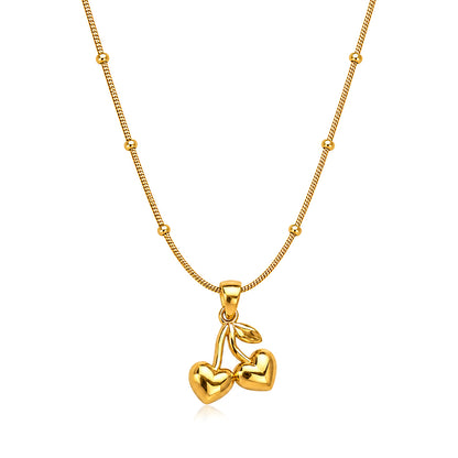 Twin Heart Charm Pendant with Beaded Chain for Girls & Women