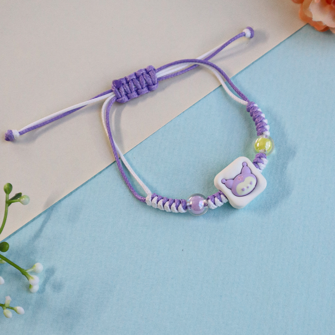 Cute Anime Beaded Braided Rubber Bracelet with Adjustable Strap