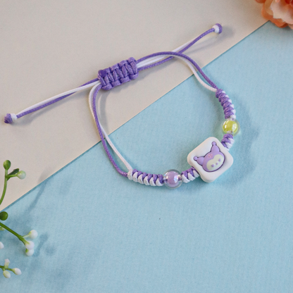 Cute Anime Beaded Braided Rubber Bracelet with Adjustable Strap