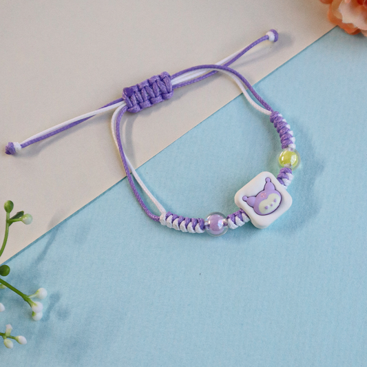 Cute Anime Beaded Braided Rubber Bracelet with Adjustable Strap