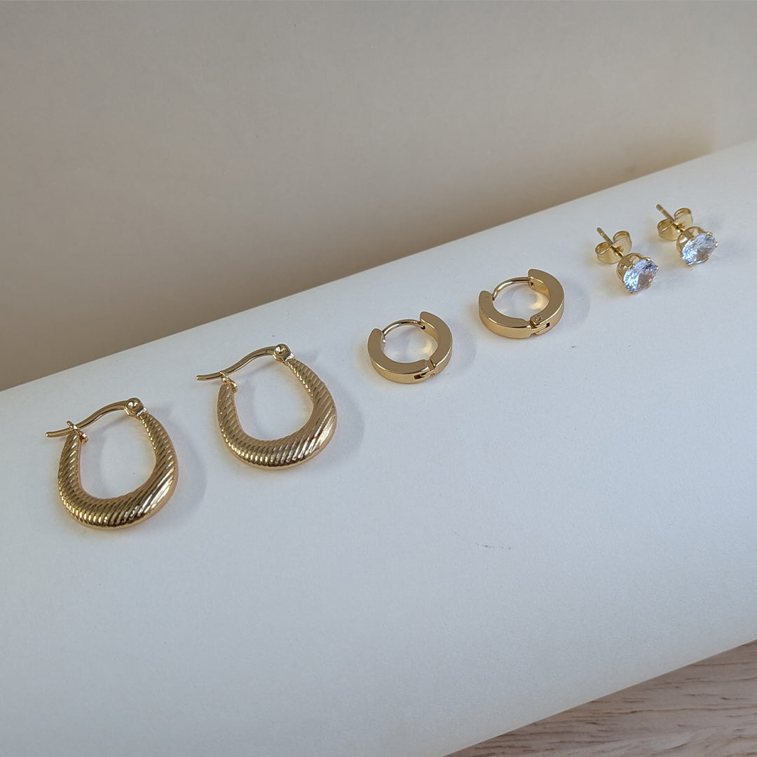 Golden Essence Trio Of Earrings For Girls & Women