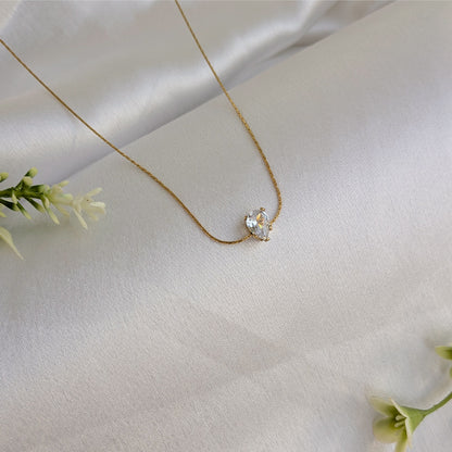 Gold Plated Dainty Sparkle Solitaire Pendant For Girls & Women