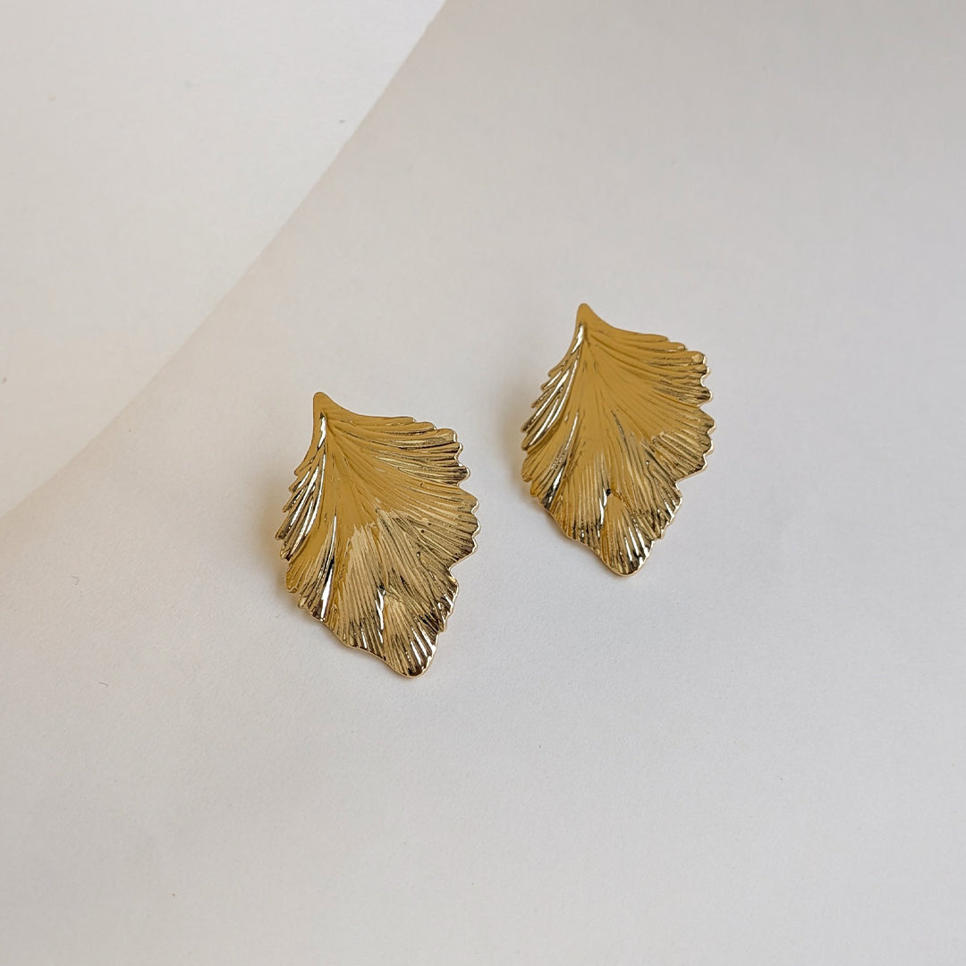 Gilded Leaf Whisper Stud Earrings For Girls & Women (Anti-Tarnish)