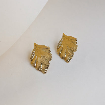 Gilded Leaf Whisper Stud Earrings For Girls & Women (Anti-Tarnish)