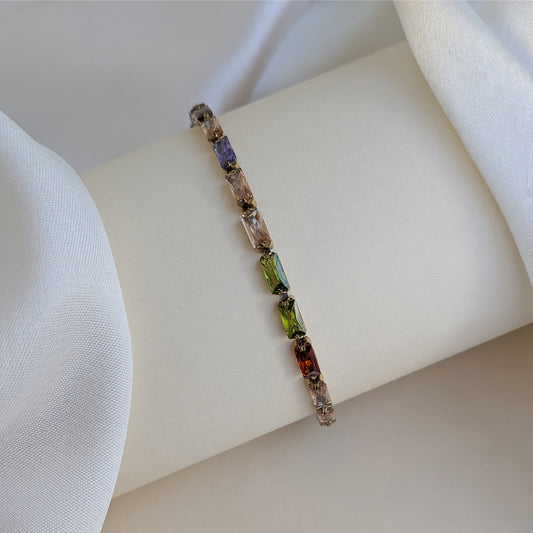 Radiant Multicolor Baguette AD Stone Bracelet For Girls & Women