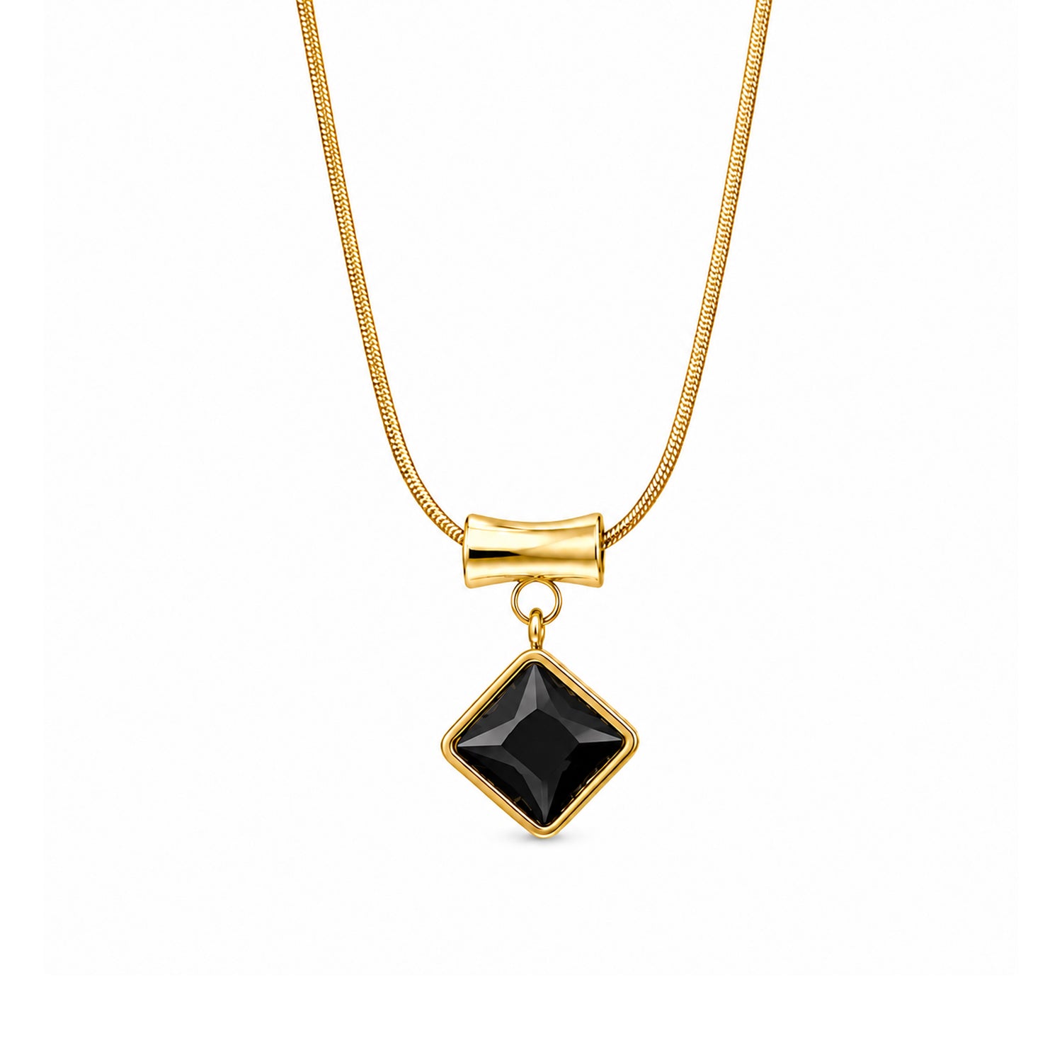 Square Zircon Pendant with Drum Connector For Girls & women