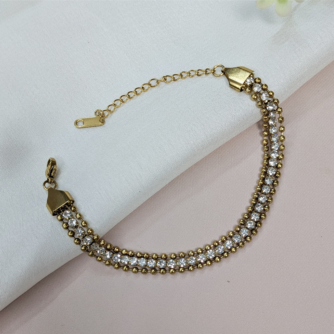 Exquisite White Crystals Multi-Layer Beaded Bracelet For Girls & Women (Anti-Tarnish)