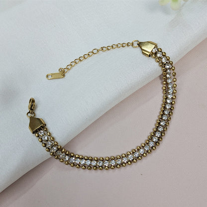 Exquisite White Crystals Multi-Layer Beaded Bracelet For Girls & Women (Anti-Tarnish)