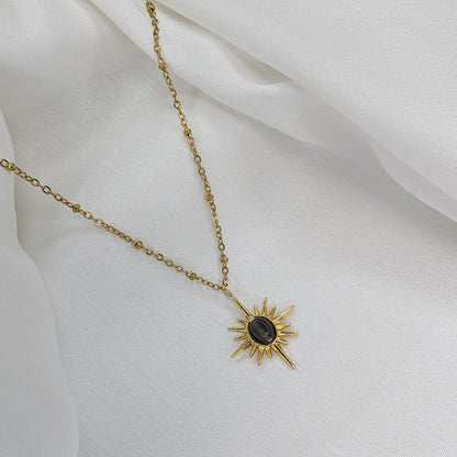 Gold Plated Radiant Sunburst Pendant for Women