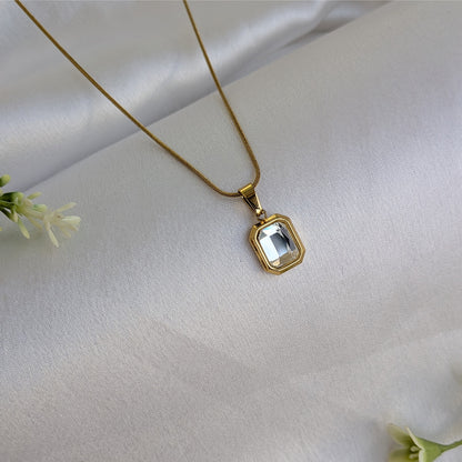 18K Gold Plated Classic Zircon Pendant Necklace (Anti Tarnish)
