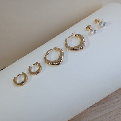 Golden Radiance Trio Of Earrings For Girls & Women