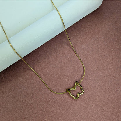 Gold Finish Butterfly Outline Chain Pendant For Girls & Women