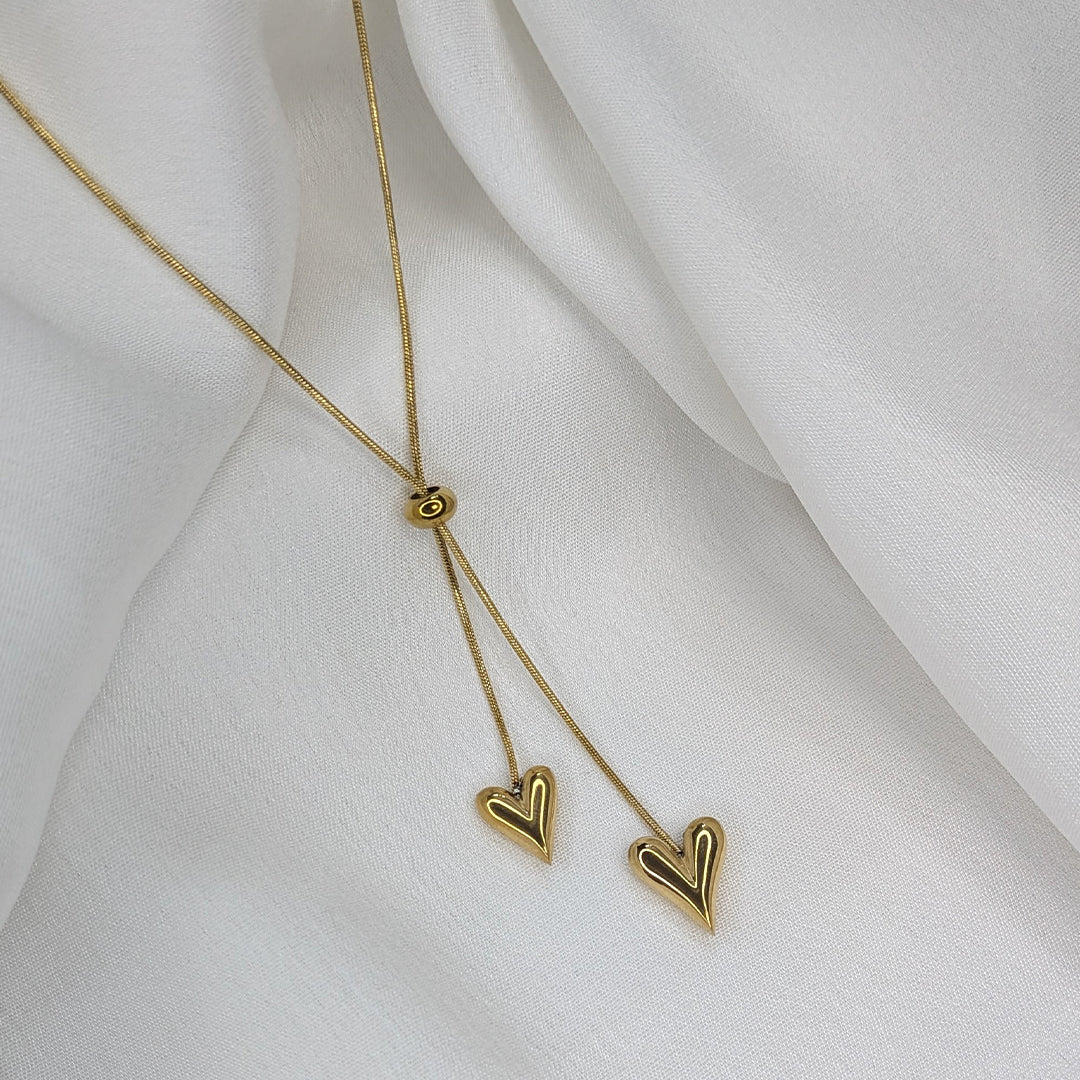 Durable Gold Finish Heart Lariat Pendant For Girls & Women