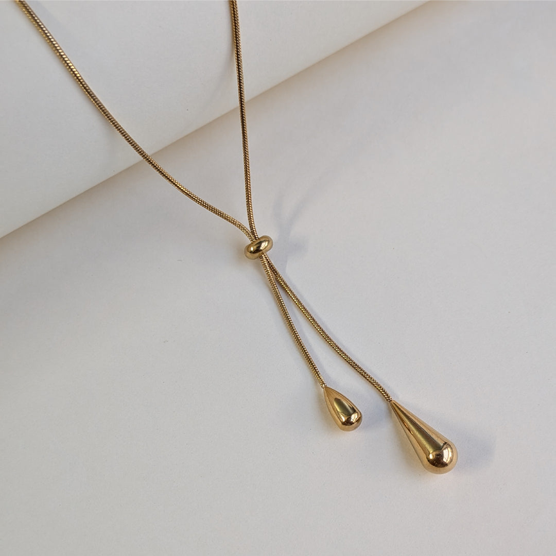 Minimalist Gold Teardrop Adjustable Chain Necklace For Girls & Women