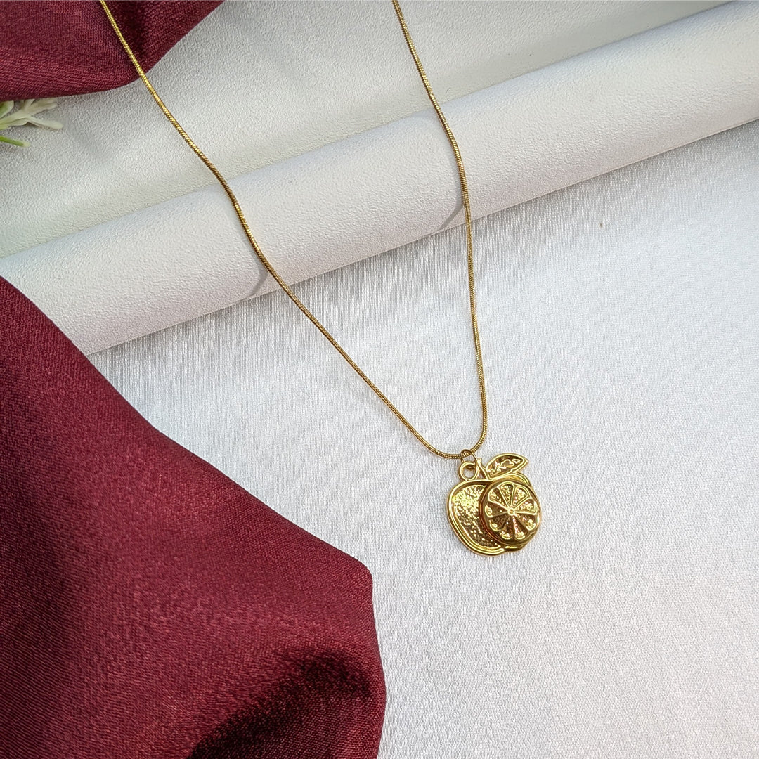 18K Gold Finish Cute Apple Design Pendant for Girls & Women (Anti Tarnish)