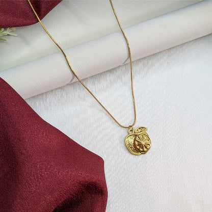18K Gold Finish Cute Apple Design Pendant for Girls & Women (Anti Tarnish)