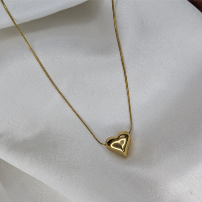 18K Gold Bold Heart Pendant Necklace (Anti Tarnish)