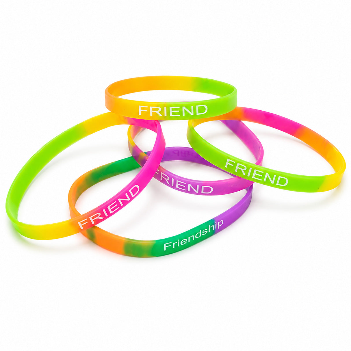 5pcs Multicolor Silicone Friendship Wristbands for Kids & Teens
