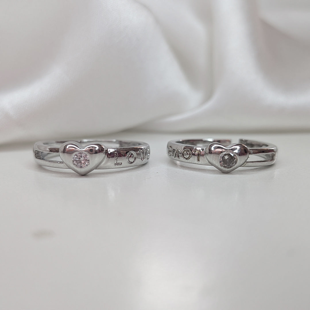 Heart Design American Diamonds Couple Rings Set