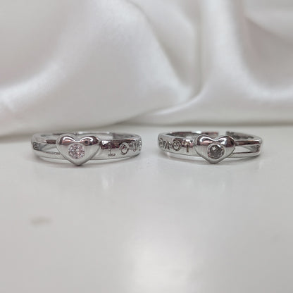 Heart Design American Diamonds Couple Rings Set