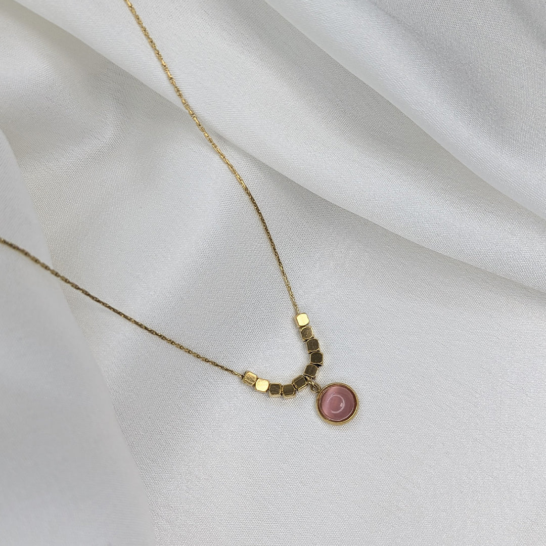 Gold Plated Geometric Beads & Stone Pendant for Women