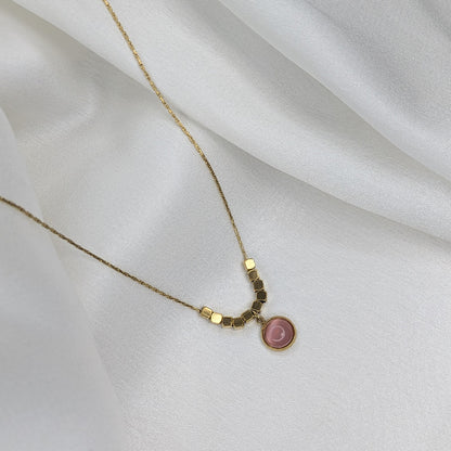 Gold Plated Geometric Beads & Stone Pendant for Women