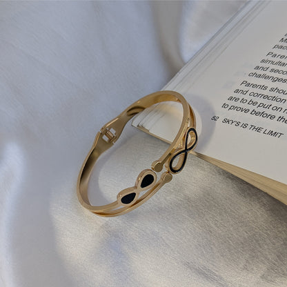 Gold Plated Dual Layer Black Infinity Charm Bracelet For Girls & Women